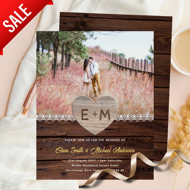 Barn Wedding | Rustic Wood Lace Photo Heart Budget (Creator Uploaded)