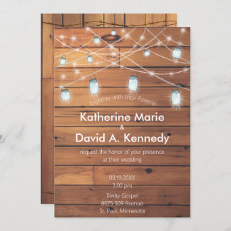 Barn Wedding Wall Mason Jar String Light Invitation