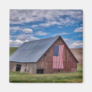 Barn with American Flag   Colfax, Washington Magnet