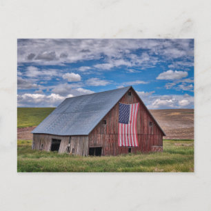 Barn with American Flag Colfax, Washington Postcard