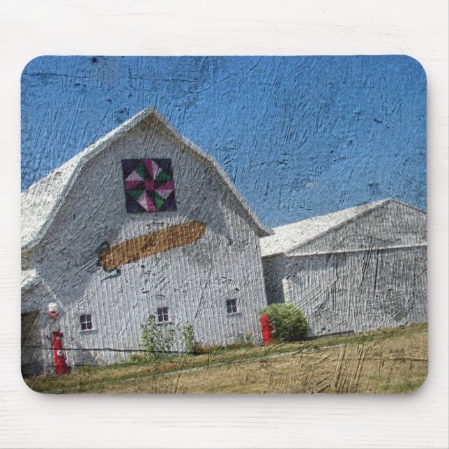 Barn With Corn and a Barn Quilt Mouse Mat (Front)