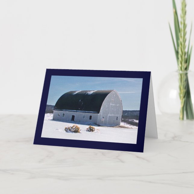 Barn with curved roof in snow card (Front)