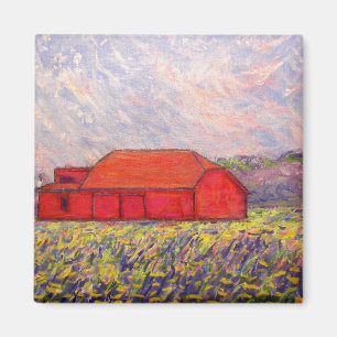 barn with irises magnet