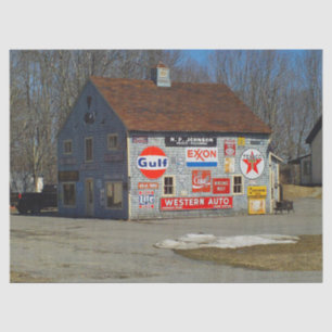 Barn with Several Signs on It Tissue Paper