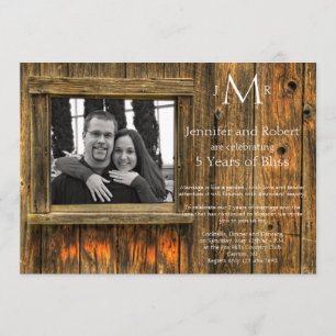 Barn Wood 5th Wedding Anniversary Invitation
