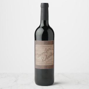 Barn Wood and Birch Country Wedding Wine Label
