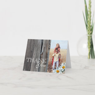 Barn Wood and Daisies Photo Thank You Card
