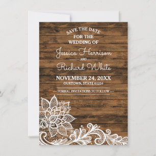Barn Wood and Lace Wedding Save the Date