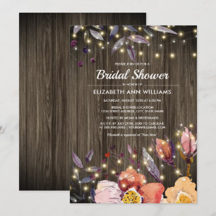 Barn Wood Autumn Flowers Bridal Shower Invitation