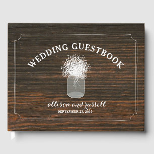 Barn Wood + Baby's Breath Jar Wedding Guestbook