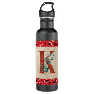 Barn Wood & Bandanna Letter K 710 Ml Water Bottle