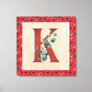 Barn Wood & Bandanna Letter K Canvas Print