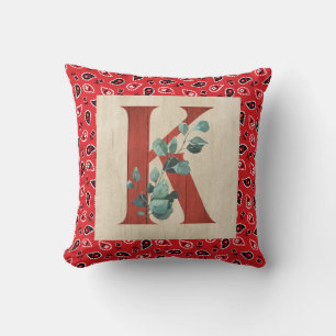 Barn Wood & Bandanna Letter K  Cushion