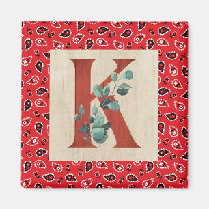 Barn Wood & Bandanna Letter K   Magnet