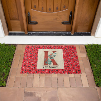 Barn Wood & Bandanna Letter K Personalised Doormat