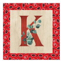 Barn Wood & Bandanna Letter K 