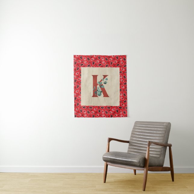 Barn Wood & Bandanna Letter K   Tapestry (In Situ)