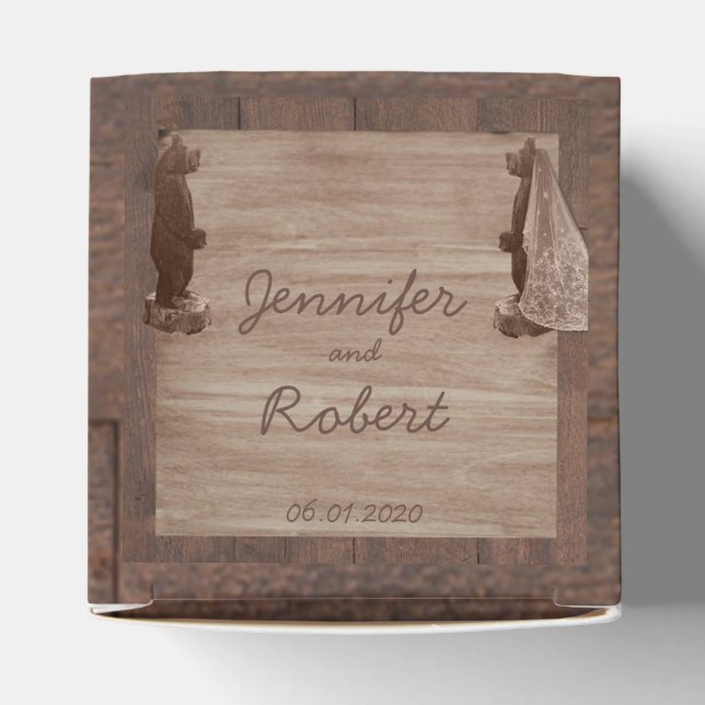 Barn Wood Bears Country Wedding Favour Box (Top)