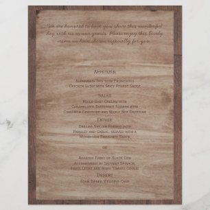Barn Wood Bears Country Wedding Menu