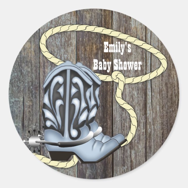 Barn Wood Black Blue Cowboy Boots Cowboy Stickers (Front)