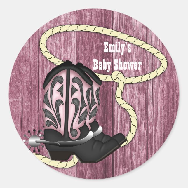 Barn Wood Black Pink Cowboy Boots Cowgirl Stickers (Front)