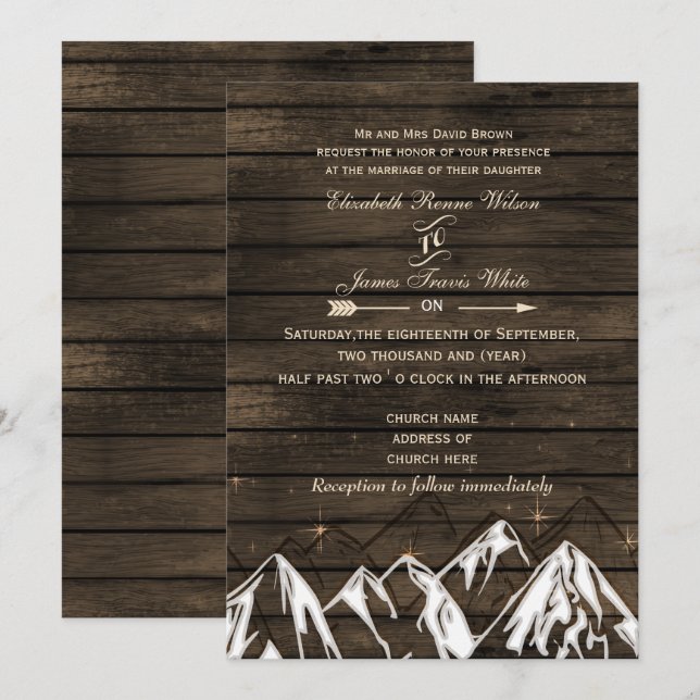 Barn wood Camping Rustic Mountains Wedding Invitation (Front/Back)