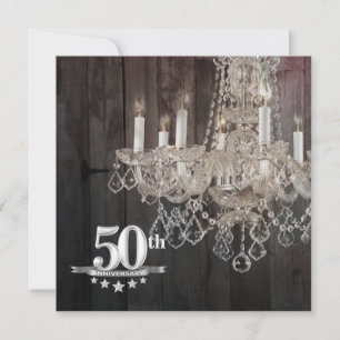 Barn Wood Chandelier 50th Wedding Anniversary Invitation