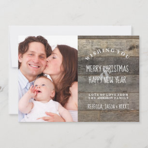Barn wood country rustic Merry Christmas photo Holiday Card