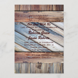 barn wood Cowboy Boots Western country Wedding Invitation