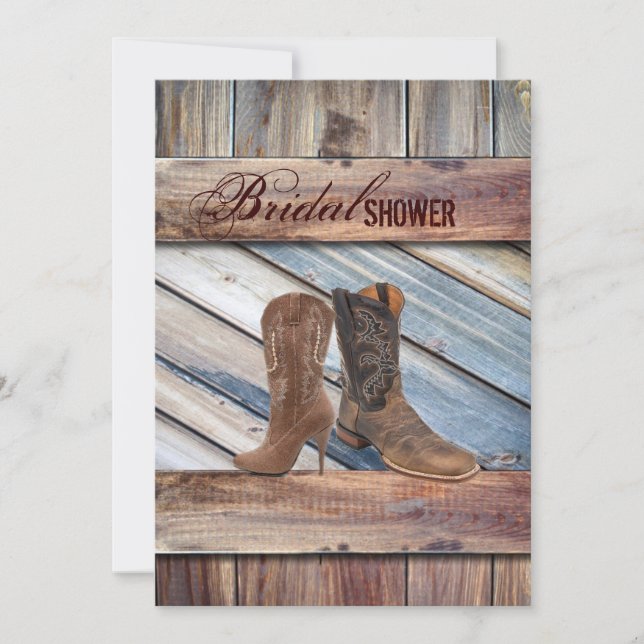 barn wood Cowboy Western country bridal shower Invitation (Front)