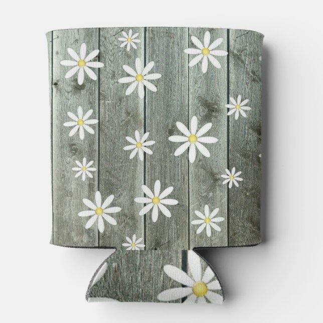 Barn wood Daisy Can Cooler (Back)
