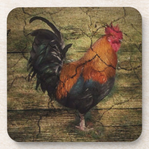 Barn Wood Farm Chicken french country rooster Coaster