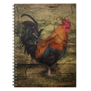 Barn Wood Farm Chicken french country rooster Notebook