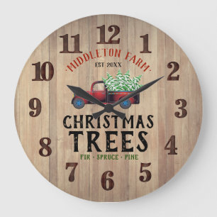 Barn Wood - Farm Fresh 🎄 Christmas Trees Large Clock