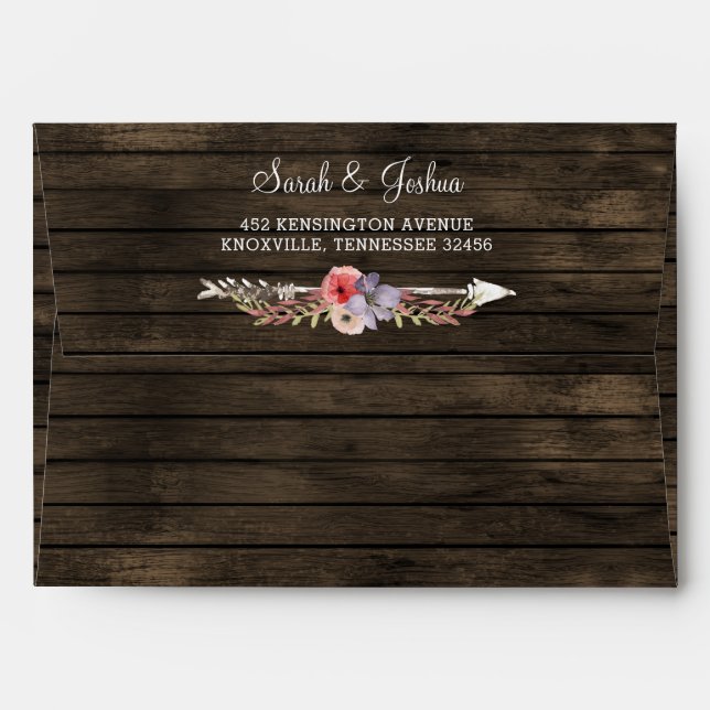 barn wood floral rustic country chic envelopes (Back (Top Flap))