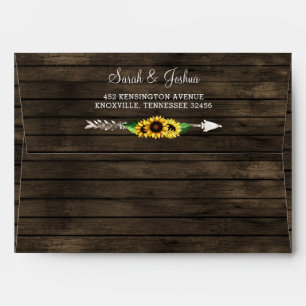 barn wood floral sunflowers rustic country chic envelope