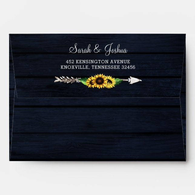 barn wood floral sunflowers rustic country chic envelope (Back (Top Flap))