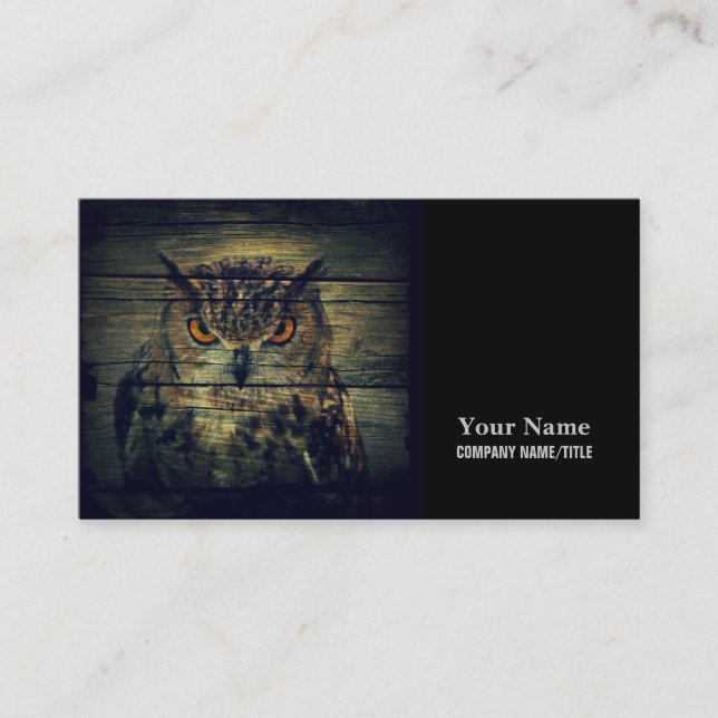 Barn Wood Gothic wild bird Spooky hoot owl Business Card (Front)