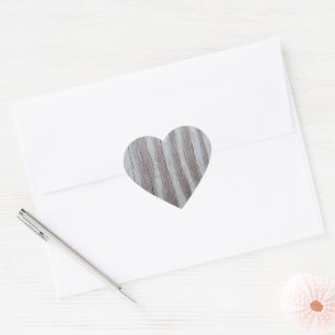 Barn Wood Grey Grey Black Vertical Striped Heart Sticker