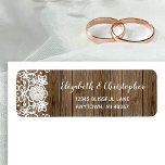 Barn Wood Lace Calligraphy Wedding Return Address<br><div class="desc">Rustic wedding return address labels featuring white lace and modern white calligraphy style script on a brown barn wood background. Customise with the names and address of the couple.</div>