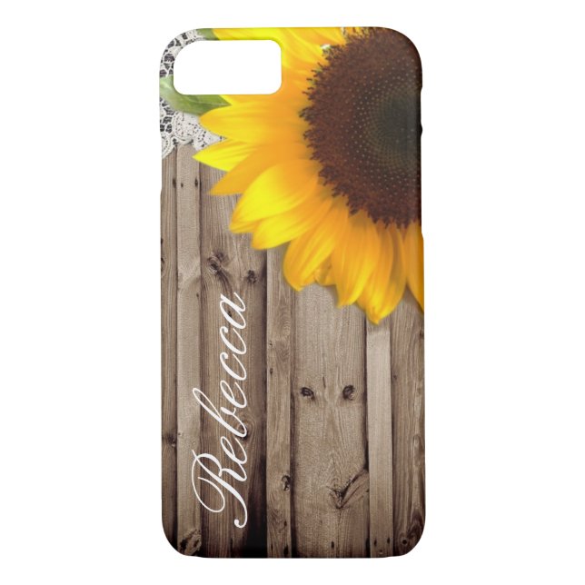 barn wood lace rustic country sunflower Case-Mate iPhone case (Back)