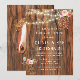 Barn Wood Lights Boots Bridesmaids Luncheon  Invitation