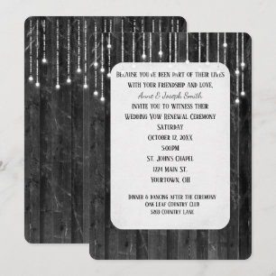 Barn Wood Lights Vow Renewal Invitation
