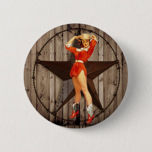 Barn wood Lone Star western country Cowgirl 6 Cm Round Badge