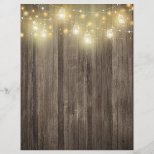 Barn Wood & Mason Jar Lights Scrapbook Paper
