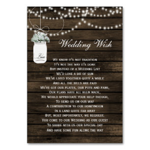 barn wood mason jar rustic wedding details card