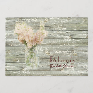 barn wood mason jar wedding bridal shower invitation
