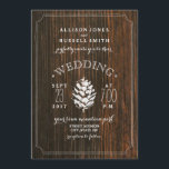 Barn Wood & Pine Cone Rustic Wedding Invitation<br><div class="desc">A rustic wedding invitation featuring an illustration at centre of a white pinecone.  Background is barnwood inspired.  Personalise the text.</div>