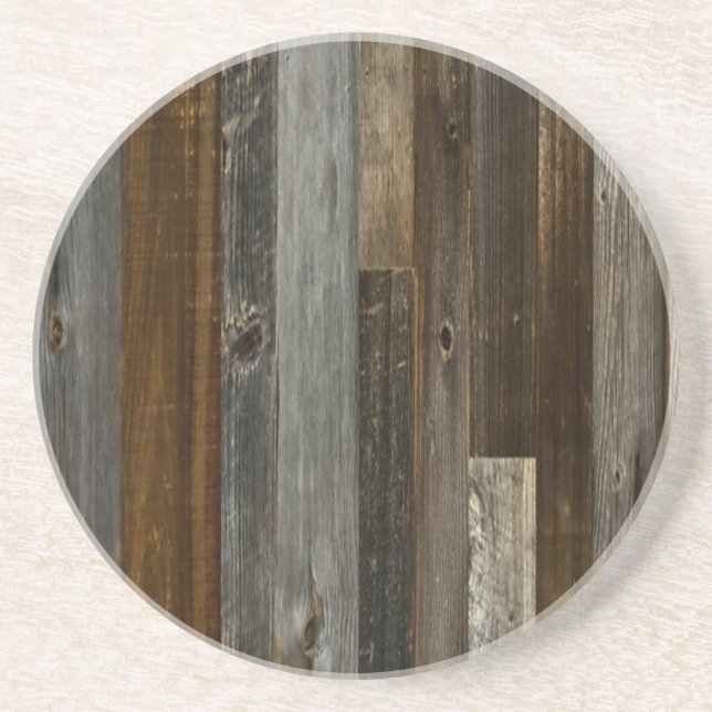 Barn wood Rustic Brown and Grey Coaster (Front)