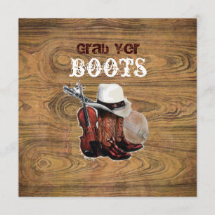 Barn wood Rustic Country cowboy Wedding Invitation